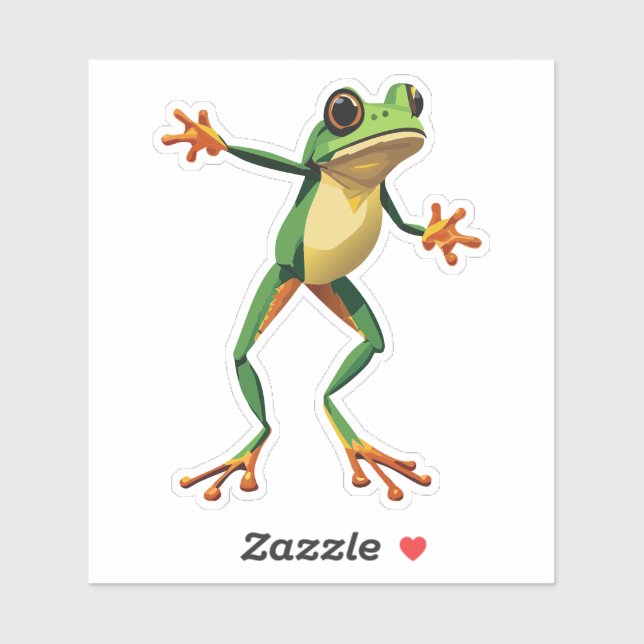 Pegatina de rana de árbol de baile de bebé lindo (Hoja)