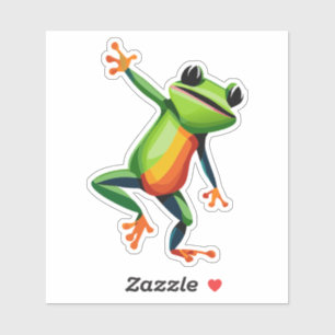 Pegatina de rana de árbol de baile de bebé lindo