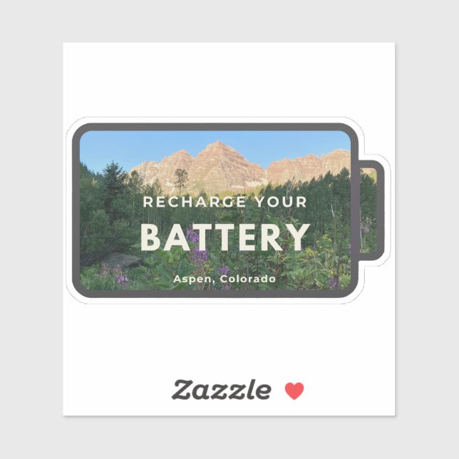 Pegatina de recarga de Aspen Maroon Bells (Hoja)