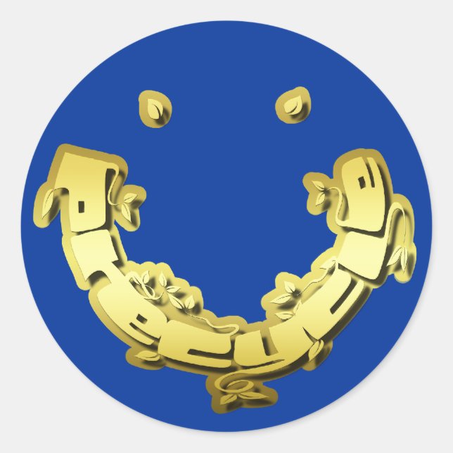 Pegatina de reciclaje en letras de hojas de oro (Anverso)