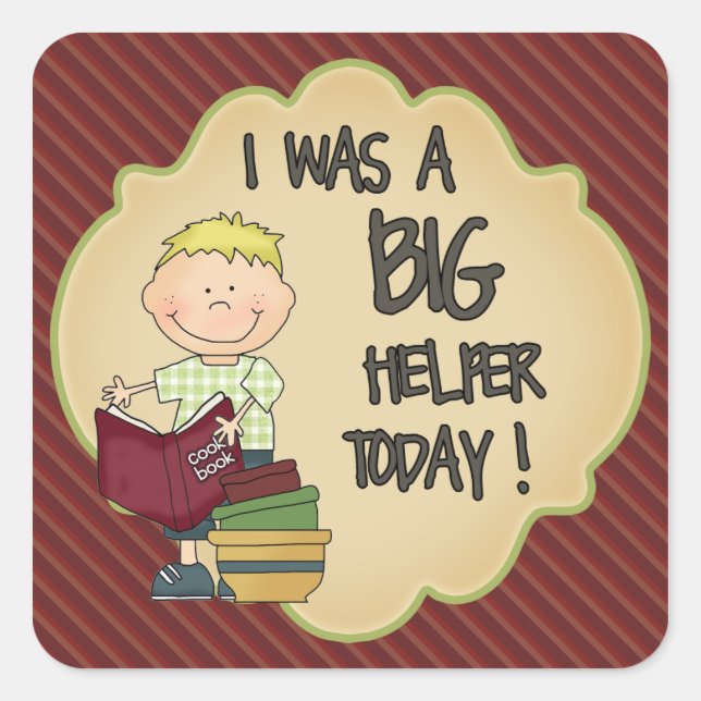 Pegatina de recompensa de ayuda a la cocina franja (Anverso)