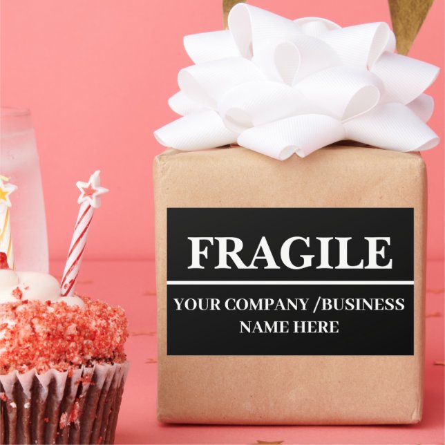 Pegatina de Rectángulo de Etiqueta de Envío Frágil (Fiesta)