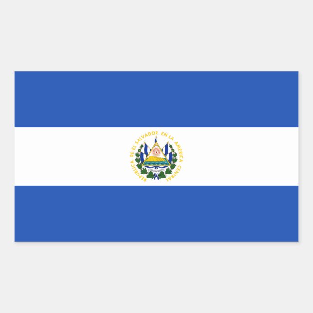 Pegatina de Rectángulo de la Bandera de El Salvado (Anverso)