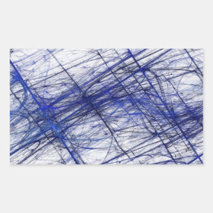 Pegatina de rectángulo fractal de resumen azul
