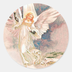 Pegatina de redondeo clásico de ángel de protecció