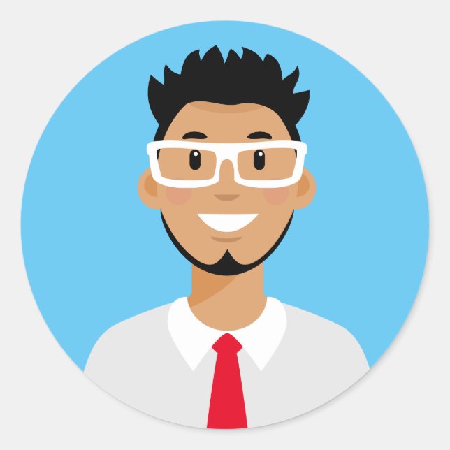 Pegatina de redondeo clásico de avatar de trabajad (Anverso)