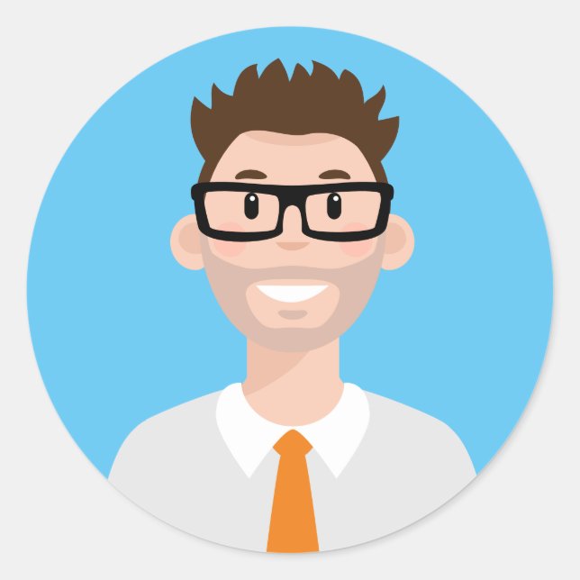 Pegatina de redondeo clásico de avatar de trabajad (Anverso)