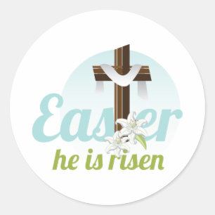 Pegatina de redondeo clásico de Easter Risen