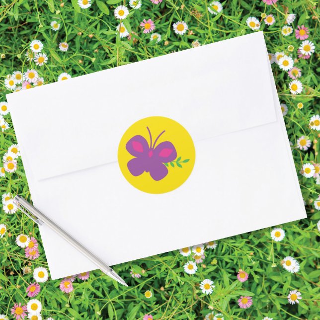 Pegatina de redondeo clásico de mariposa de primav (Subido por el creador)