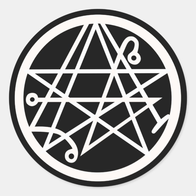 Pegatina de redondeo clásico de necronomicon (Anverso)