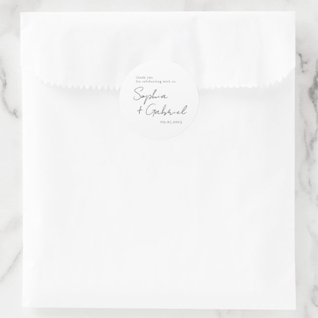 Pegatina de redondeo clásico de script mínimo (Bolso)