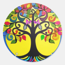 Pegatina de redondeo clásico del árbol de la vida