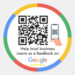 Pegatina de redondeo clásico del código QR de Goog