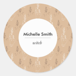 Pegatina de redondeo clásico místico bohemio perso