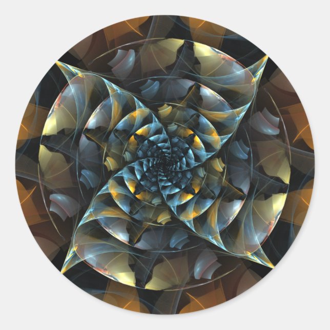 Pegatina de redondeo de arte abstracto de pinWheel (Anverso)