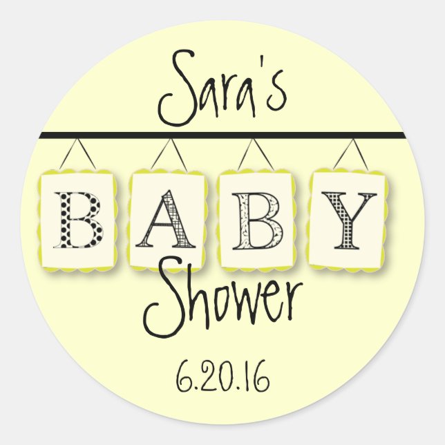 Pegatina de redondeo de Baby Shower (Anverso)