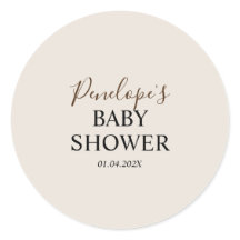 Pegatina de redondeo de Baby Shower minimalista