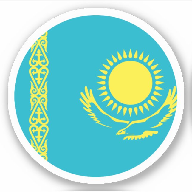 Pegatina de redondeo de bandera de Kazajistán (Anverso)