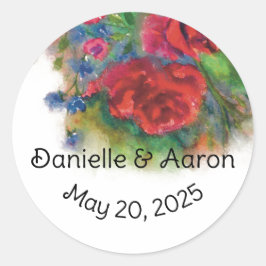 Pegatina de redondeo de color acuático floral enca