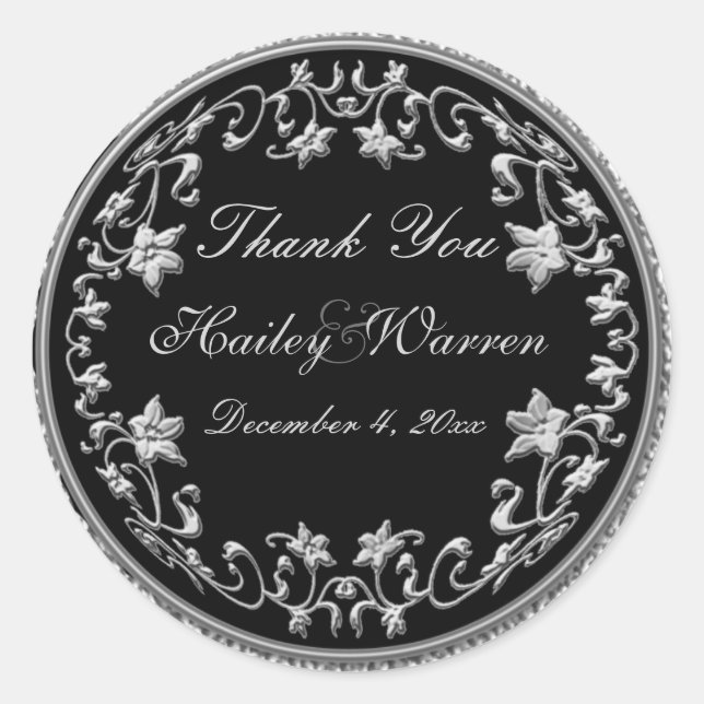 Pegatina de redondeo de diámetro de 3" de floral n (Anverso)