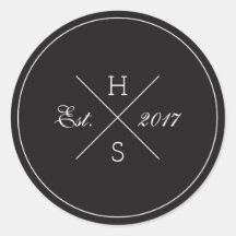 Pegatina de redondeo de monograma cruzado