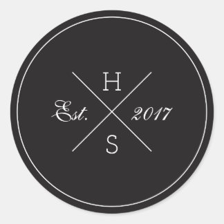 Pegatina de redondeo de monograma cruzado