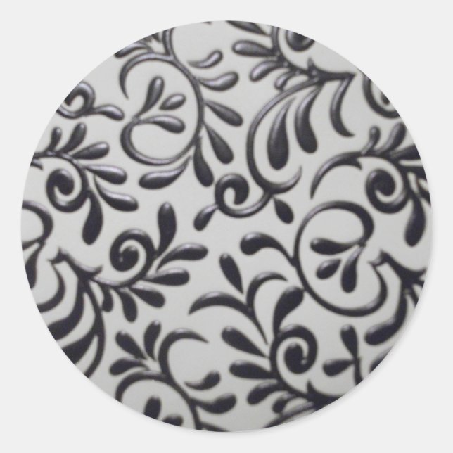 Pegatina de redondeo de Swirl Damask (Anverso)