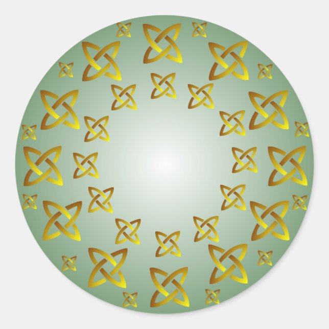 Pegatina de redondeo del patrón de nudo celta dora (Anverso)