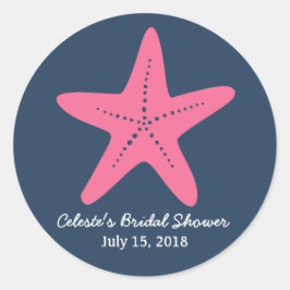 Pegatina de redondeo náutico estelar, rosa azul ma