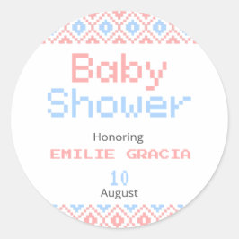 Pegatina de redondeo para Baby Shower | Tejido de