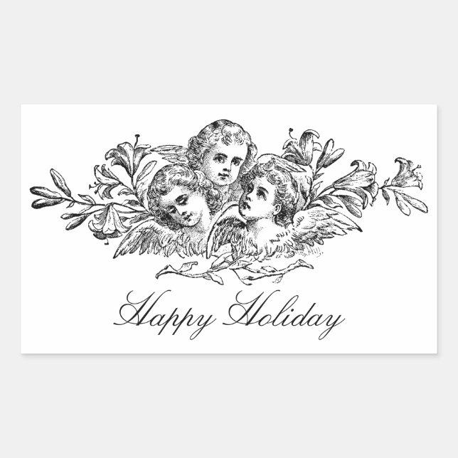 Pegatina de regalo de Angels Vintage Art Personali (Anverso)