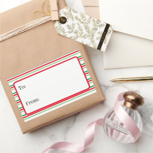Pegatina de regalo de etiqueta de franjas de vacac
