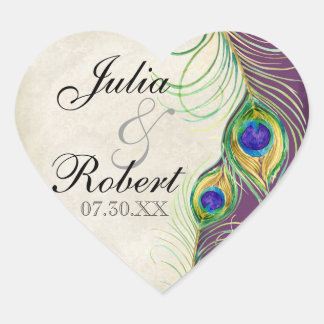 Pegatina de regalo de favor - Sello Boda de plumas