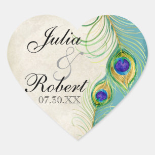 Pegatina de regalo de favor - Sello Boda de plumas