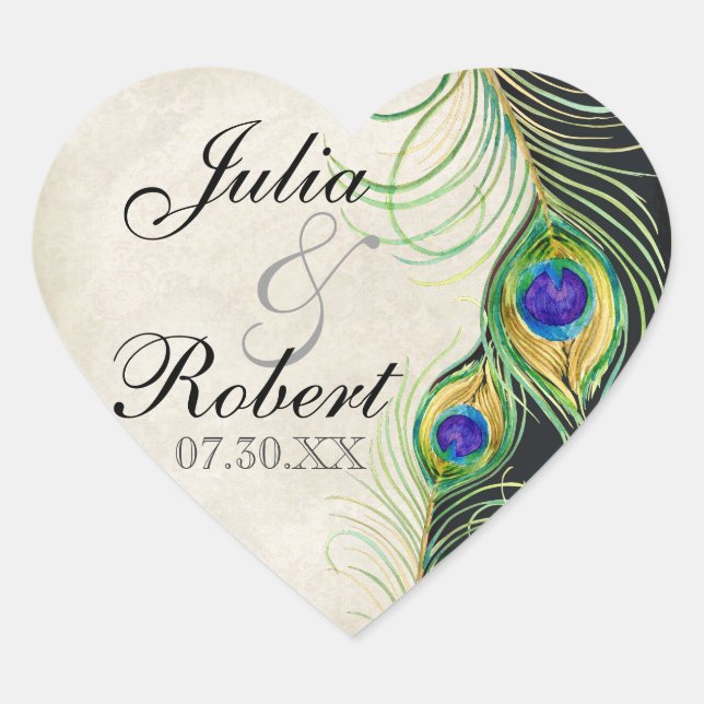 Pegatina de regalo de favor - Sello Boda de plumas (Anverso)