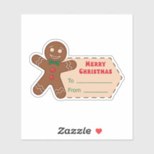 Pegatina de regalo de Navidad con un hombre de jen