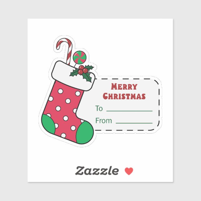 pegatina de regalo de navidades con caldo rojo (Hoja)