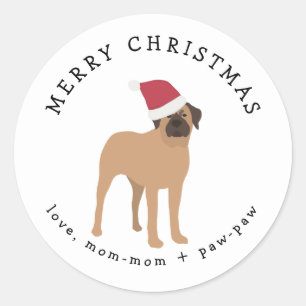 Pegatina de regalo de Navidades de perro de Mastif