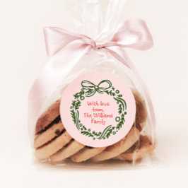 Pegatina de regalo de Navidades rosados de época d