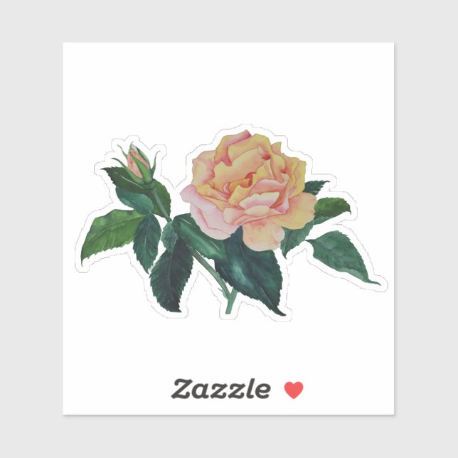 Pegatina de regalo de rosa de la paz de acuarela f (Hoja)