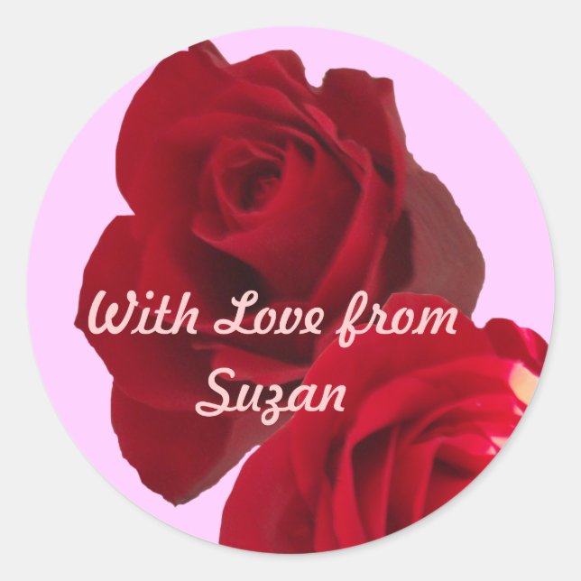 Pegatina de regalo de rosas rojas (Anverso)