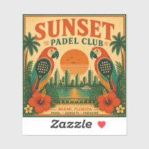 Pegatina de regalo del Padel Club Retro Sunset Par