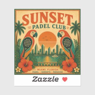Pegatina de regalo del Padel Club Retro Sunset Par