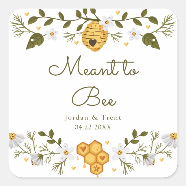 Pegatina de regalo/favor de boda temática de abeja (Anverso)