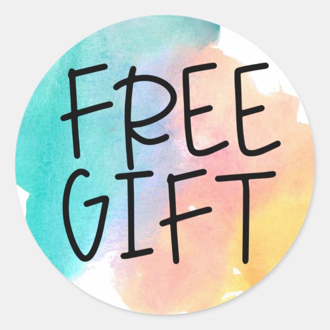 Pegatina de regalo libre de muestra de acuarela ar (Anverso)