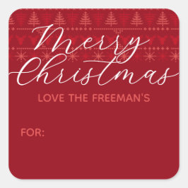 Pegatina de Regalo navideño nórdico rojo