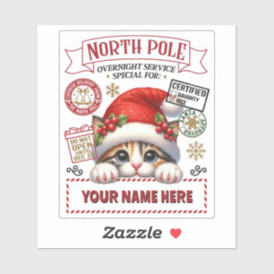 Pegatina de regalo personalizado de Santa con un l