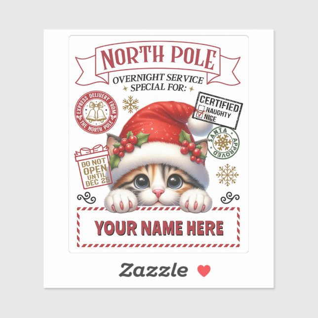 Pegatina de regalo personalizado de Santa con un l (Hoja)