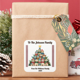 Pegatina de regalos navideños alegres este Navidad