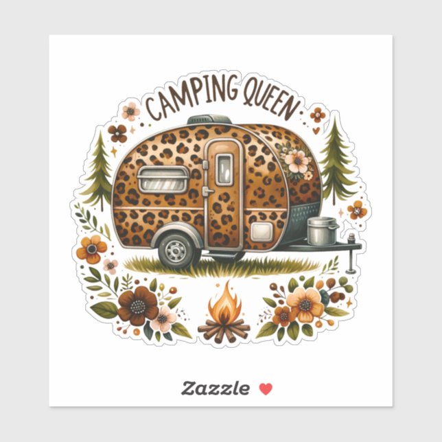 Pegatina de Reina del Camping  (Hoja)
